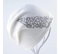 PAIHUIART Strickmütze Beanie Mütze Thermo Herren Damen Hut Mode Gestrickte Einfarbige Mütze Mit Perle Strass Frauen Herbst Winter Warme Mützen Mütze Damen Elegante Mütze Weiß