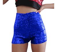 Pailetten Shorts Damen Hohe Taille Skiny Glitzer Shorts Kurz Mini Hotpants Festliche Elegante Pailettenhose Frauen Rave Party Glänzende Pants Karneval Glitter Dance Shorts Glitzerhose