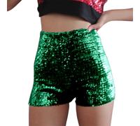 Pailetten Shorts Damen Hohe Taille Skiny Glitzer Shorts Kurz Mini Hotpants Festliche Elegante Pailettenhose Frauen Rave Party Glänzende Pants Karneval Glitter Dance Shorts Glitzerhose