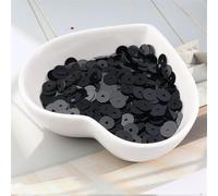 Pailletten, 720 Stück/Packung 6 mm flache, runde Pailletten, lose, Nähen(Solid Black)