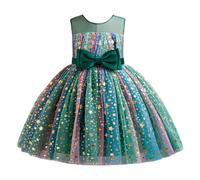 Pailletten Abendkleid Mädchen Farbverlauf Glitzer Festkleid Kinder Tüll Prinzessin Kleid Kleinkind Elegant Partykleid Ärmellos Mädchenkleid Sommer Schleife Tüllkleid Festliche Hochzeit Kinderkleid