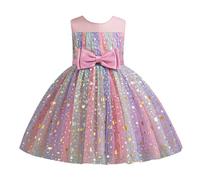 Pailletten Abendkleid Mädchen Farbverlauf Glitzer Festkleid Kinder Tüll Prinzessin Kleid Kleinkind Elegant Partykleid Ärmellos Mädchenkleid Sommer Schleife Tüllkleid Festliche Hochzeit Kinderkleid