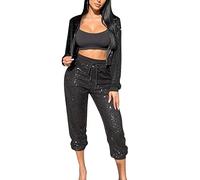 Pailletten Hose Damen High Waist - Glitzer Hose Damen mit Gummizug Drawstring- Schlupfhose Damen Sexy Rüschen Paperbag Freizeithose Elegant Hochzeit Damenhosen Party Festliche Lange Hosen für Frauen