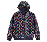 Pailletten Jacke Herren Sequin Sparkly Reißverschluss Kapuzenpullover Langarm Glänzende Jacken mit Kapuze Outwear Hoodie Retro Casual Glitzer Hoodie Baseball Bomberjacke Bikerjacke Übergangsjacke