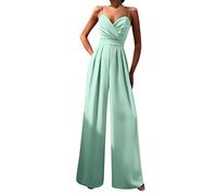 Pailletten Jumpsuit Damen Elegant Festlich Sommerjumpsuits Damen Lang Glitzer Playsuit Ärmellos Elegante Jumpsuits Damen Weites Bein Romper Sommer Hochzeit Overall Hose Moden Lose (1-Mint Green, S)