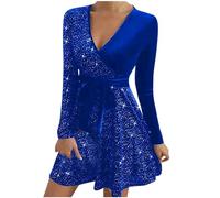 Pailletten kleid Damen Samtkleid Cocktailkleid Glänzend Abendkleider Sexy Fransen Langarm Glitzer Kleid Cocktailkleid Knielang Hochzeit Festlich Kleider Partykleider Elegant Kleider Abendkleider