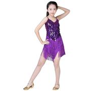 Pailletten Kleider Kinder Mädchen Ballett Latein Elegant Karneval Fasching Cocktail Partykleider Mädchen Ärmelloses Rundhals Festival Formelle Lässig Locker Bequeme Tanzkleid (Purple, 4-5 Years)