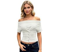 Pailletten Oberteil Weiß Blusenshirt Weiß Größen Leinen Spitzenoberteil Geripptes Elegantes Royalblaue Hochgeschlossen Shoulder Wasserfall Tunikas Bikini Denim Grace Babyblau Zerrissenes Carmen Format