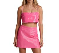 Pailletten Rock Damen Glitzer Rock Sexy Hüftrock Kurze Elegant Minirock Festlich Pailettenrock Kurz Mini Röcke Slim Fit Tanzrock Festliches Outfits