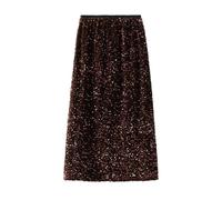 Pailletten Rock Damen Lang A Linie Glitzerrock Damen Maxi Elegant Festlich Maxirock High Waist mit Gummizug Langer Röcke Frauen Glitzer Party Skirt Long Pailettenrock Sommerrock