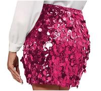 Pailletten Rock Damen Sale, Mode Röcke Damen Maxi Skirt mit Reißverschluss Midirock Kurz Hohe Taille Skirt Sommer Maxirock Elegant Kurzrock Einfarbig Casual Freizeitrock Hochzeit Cocktail Skirt