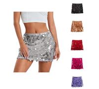 Pailletten Rock,Glitzer Rock,Damen Elastische Taille Glitzerrock,mit Futter Damen Paillettenrock,Glitzerrock,Elastische Taille Midirock,A-Linie Hüftrock,Glitzernder Kurzrock,Party Karneval Rave Outfit