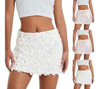 Pailletten Rock, Glitzer Rock Damen Kurz Pailletten Rock Minirock Bodycon Wickel Hüftrock Festliche Party Rave Outfit Pailettenrock Karneval Kostüm Glitzerrock Wickelrock Röcke