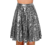 Pailletten Rock Party Rave Outfit Damen Glitzer Rock mit Elastische Taille dirndlkleid Damen Badeanzug mit Rock Langer tüllrock schwarz Lange Sommerkleider Damen