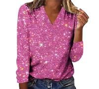Pailletten Shirt Damen Elegant Oberteile Silvester Aesthetic Bluse Rundhals Tunika T-Shirt Glitzer Party Shirt Festlich Shirt Elegant Langarm Party Ppulli Halbarm Pailletten Blusen Tops Streetwear