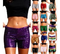 Pailletten Shorts Damen,Hohe Taille Skiny Glitzer Shorts Kurz Mini Hotpants Festliche Elegante Pailettenhose Frauen Rave Party Glänzende Pants Karneval Glitter Dance Glitzerhose für Clubparty