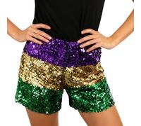 Pailletten Shorts Damen,Hohe Taille Skiny Glitzer Shorts Kurz Mini Hotpants Festliche Elegante Pailettenhose Frauen Rave Party Glänzende Pants Karneval Glitter Dance Glitzerhose für Clubparty