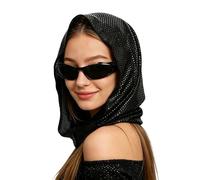 Pailletten-Strickmütze, Glitzer, Schal, Headwrap für Damen und Herren, modisches Winter-Accessoire, Party, Urlaub, Geschenk, Glitzer, Schal, Headwrap, Schwarz, One Size