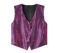 Pailletten Weste Herren Glitzer Karneval Glitzerweste Für Erwachsene Fasching Anzugwesten Metallic Glänzend Faschingsweste Vollständig Gefütterte Silvester Outfit 70er Faschingskostüm Silber Gold Xs S