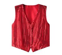 Pailletten Weste Herren Glitzer Karneval Glitzerweste Für Erwachsene Fasching Anzugwesten Metallic Glänzend Faschingsweste Vollständig Gefütterte Silvester Outfit 70er Faschingskostüm Silber Gold Xs S