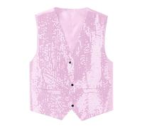 Pailletten Weste Herren Metallic Glänzend Faschingsweste Karneval Kostüme Glitzer Ärmellos Jacke Fasching Party Anzugwesten Mit Knöpfe Gefütterte 80er Dancewear Performance Fasching Club Disco Outfit
