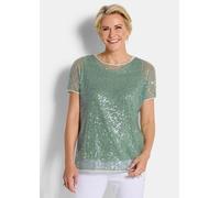 Satinbluse GOLDNER "Schlupfbluse in schimmerndem Design", Damen, Gr. 52, grün (salbei), Obermaterial: 100% Polyester PES., Blusen, figurschmeichelnder Schnitt (78179157-52) salbei