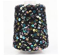 Paillettengarn, 200 g Paillettengarn zum Häkeln, 656 Yards glitzernde Baumwollgarne mit 6 mm Pailletten (schwarz)