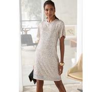 Paillettenkleid LASCANA, Damen, Gr. 42, N-Gr, beige (champagner), Stoff, Obermaterial: 95% Polyester, 5% Elasthan. Futter: 100% Polyester, leicht glänzend, unifarben, festlich, figurumspielend kniefre