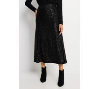 Paillettenrock LASCANA, Damen, Gr. 40, blau (schwarz), Stoff, Obermaterial: 95% Polyester, 5% Elasthan. Futter: 100% Polyester, festlich, figurumspielend ca. Mitte Wade, Röcke (22140864-40) schwarz