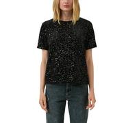 Paillettenshirt S.OLIVER, Damen, Gr. 36, schwarz, Web, Obermaterial: 99% Polyester, 1% Elasthan. Futter: 88% Polyester, 12% Elasthan, unifarben, normal hüftbedeckend, Rundhals, Shirts Paillettenshirt,