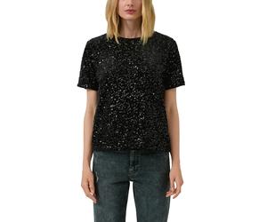 Paillettenshirt S.OLIVER, Damen, Gr. 36, schwarz, Web, Obermaterial: 99% Polyester, 1% Elasthan. Futter: 88% Polyester, 12% Elasthan, unifarben, normal hüftbedeckend, Rundhals, Shirts Paillettenshirt,