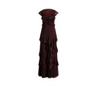 Paisley-Georgette-Abendkleid mit Rüschen 34 Red