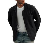 PAJKWW Jacke Herren Frühling Bequem Modern Vielseitig Herren Knopf Strickjacke Schalkragen Mode Herren Übergangsjacke Outdoor Jogging Golf Herren Sportjacke A-Black XL