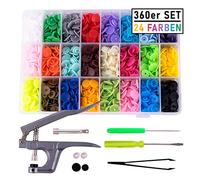 pajoma 360er Set 24 Farben T5 Druckknöpfe + Zange (T3, T5, T8) für alle Arten DIY Kleidung Basteln Accessoires Snap Set
