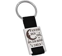 PAKADI Schlüsselanhänger mit Gravur - Ich hab Dich lieb, bis zum Mond und zurück Farbe schwarz