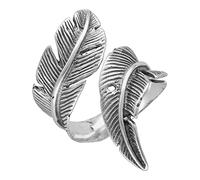 pakilia Damen-Ring Plumas aus 925 Sterling Silber nickelfrei Handarbeit fair-trade Mexiko größenverstellbar Ringgröße 7-9 Federn