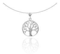 pakilia Fair-Trade Silber Anhänger "Lebensbaum" mit Silber- od. Kautschukkette groß
