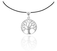 pakilia Fair-Trade Silber Anhänger "Lebensbaum" mit Silber- od. Kautschukkette groß