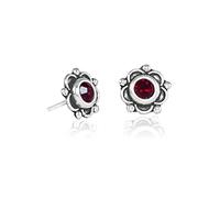 pakilia Ohrstecker "Loto" rot - fair trade Ohrringe, Handarbeit aus Mexiko, 925 Sterling Silber