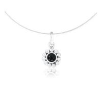 pakilia Silber Kette Blumen Obsidian Fair-Trade und handmade