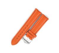 PAKMEZ Leder-Uhren-Band 18-22mm Ersatz Uhrenhalter Armband, Orange, 22mm