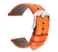 PAKMEZ Leder Uhrengurt 20/22/24mm Ersatzuhr Armband, Orangen, 24mm