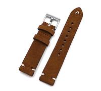 PAKMEZ Wildleder Leder Uhren Band 18-24mm Schnellveröffentlichung Ersatzuhr-Gurt, Braun, 22mm