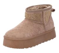 Palado Damen Boots Xottea - modische Stiefel - warm gefütterte Schlupfschuhe - bequeme Stiefeletten Sand UK7 - EU40