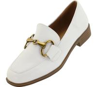 Palado Damen Loafer Nyliss - elegante Halbschuhe im zeitlosen Design - Slipper mit Goldschnalle - Sommerschuhe - modisch und bequem Weiß UK6 - EU39