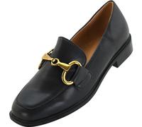 Palado Damen Loafer Nyliss - elegante Halbschuhe im zeitlosen Design - Slipper mit Goldschnalle - Sommerschuhe - modisch und bequem Schwarz UK3,5 - EU36