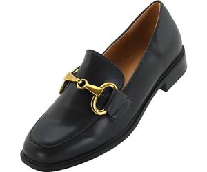 Palado Damen Loafer Nyliss - elegante Halbschuhe im zeitlosen Design - Slipper mit Goldschnalle - Sommerschuhe - modisch und bequem Schwarz UK4,5 - EU37