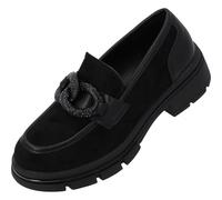 Palado Damen Loafers Jemneh - stilvolle & bequeme Slipper mit robuster Profilsohle - elegante Halbschuhe für Frauen - ideal für den Herbst & Alltag Schwarz UK3,5 - EU36