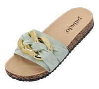 Palado Damen Pantoletten Geofo - elegante Sandalen - Hausschuhe im zeitlosem Design - modische Sommerschuhe Mint UK4,5 - EU37