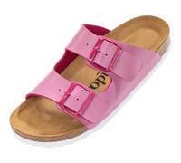 Palado Damen Pantoletten Korfu Matt - Sandalen Made in Spain - bequeme Hausschuhe mit Kork-Fußbett - modische Sommerschuhe Pink UK3,5 - EU36